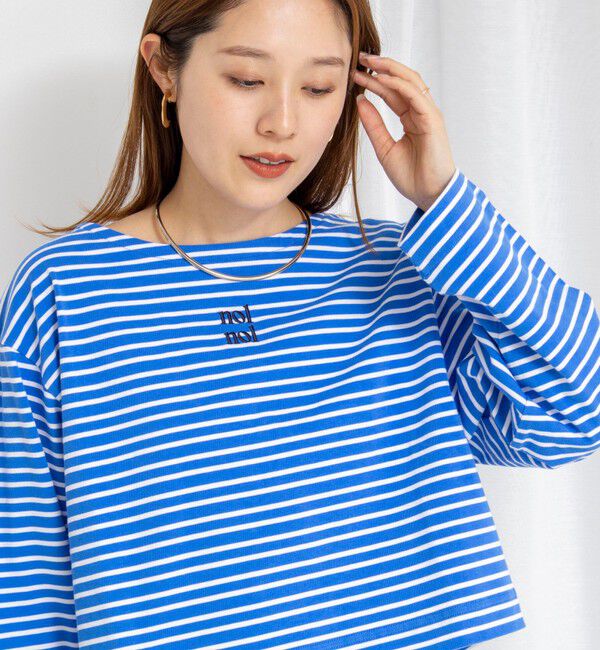 NOLLEY'S「【nolnol/ノルノル】ウォッシャブルシルケットボーダーショートT」|Tシャツ・カットソー|