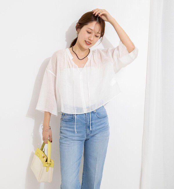 NOLLEY'S「ウォッシャブルシアーリネンカールマイヤーショートブラウス」|シャツ・ブラウス|