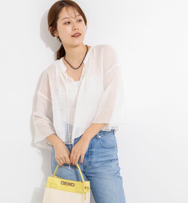 NOLLEY'S「ウォッシャブルシアーリネンカールマイヤーショートブラウス」|シャツ・ブラウス|