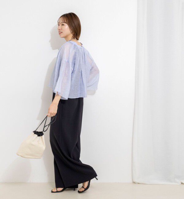 NOLLEY'S「ウォッシャブルシアーリネンカールマイヤーショートブラウス」|シャツ・ブラウス|