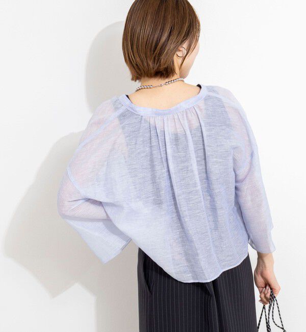 NOLLEY'S「ウォッシャブルシアーリネンカールマイヤーショートブラウス」|シャツ・ブラウス|