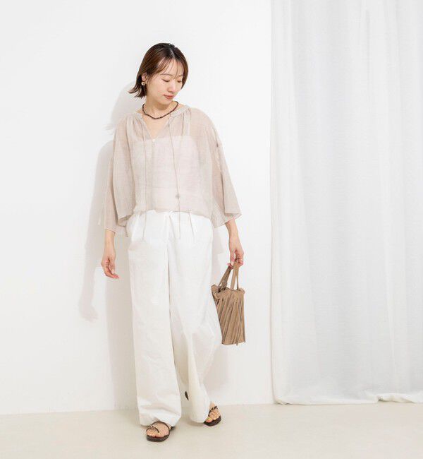 NOLLEY'S「ウォッシャブルシアーリネンカールマイヤーショートブラウス」|シャツ・ブラウス|