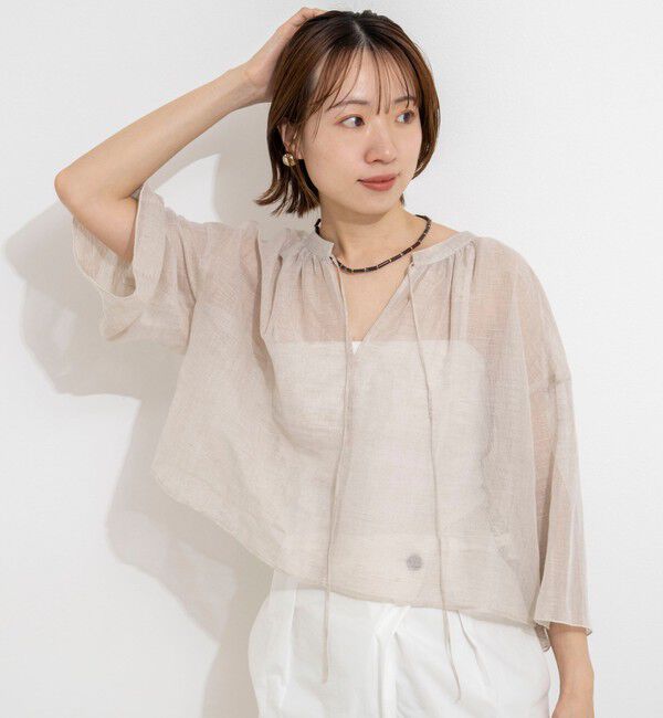 NOLLEY'S「ウォッシャブルシアーリネンカールマイヤーショートブラウス」|シャツ・ブラウス|
