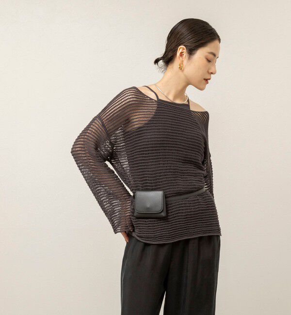 MAQWEL「【MAQWEL/マクウェル】ウォッシャブル透かし編みサマーニットプルオーバー」|ニット・セーター|チャコールグレー