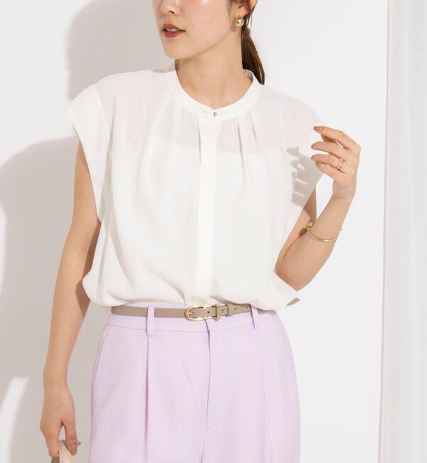 NOLLEY'S「ウォッシャブルストレッチジョーゼットフレンチスリーブブラウス」|シャツ・ブラウス|オフホワイト