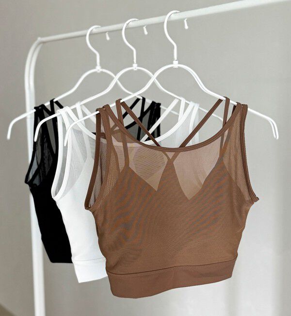 MAQWEL「【MAQWEL/マクウェル】ウォッシャブルバッククロスシアーブラトップ」|チューブトップ|ブラウン