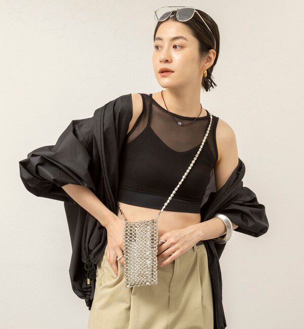 MAQWEL「【MAQWEL/マクウェル】ウォッシャブルバッククロスシアーブラトップ」|チューブトップ|ブラック