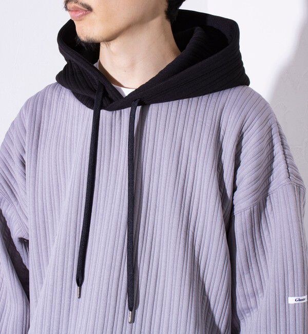 GLOSTER「【GLOSTER/グロスター】ストライプ キルティング  プルオーバーパーカー フーディ 」|パーカー|