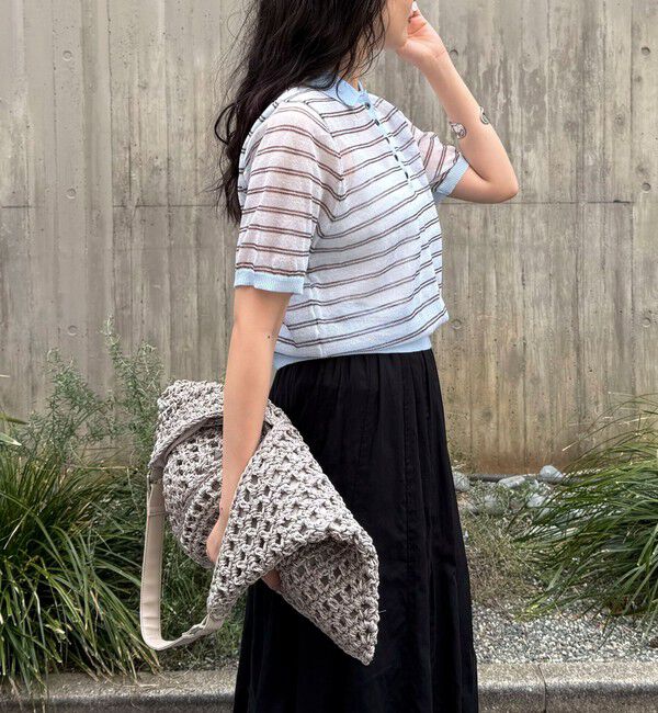 fredy emue「シアーボーダーポロニット」|ポロシャツ|