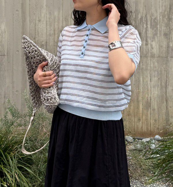 fredy emue「シアーボーダーポロニット」|ポロシャツ|