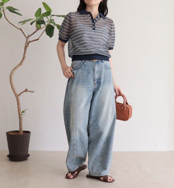 fredy emue「シアーボーダーポロニット」|ポロシャツ|