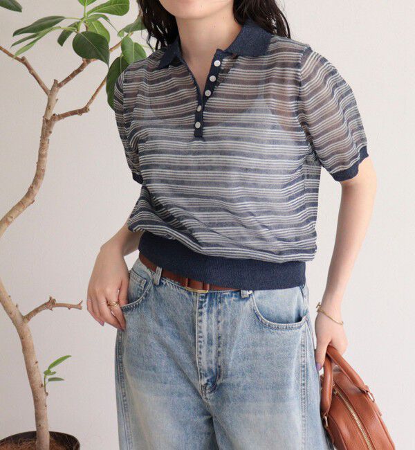 fredy emue「シアーボーダーポロニット」|ポロシャツ|