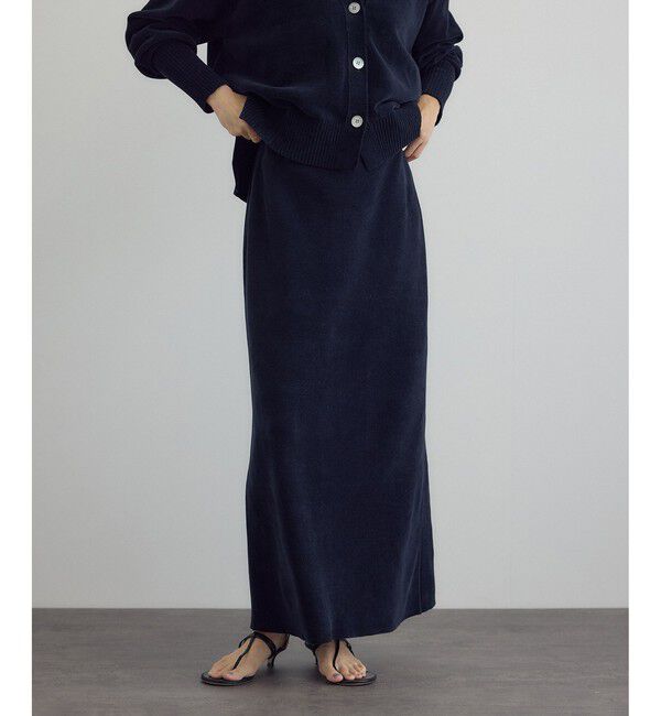 SALON adam et rope'「ナローロングスカート-CreamyCotton /クリーミーコットン-」|スカート|ブラック(01)