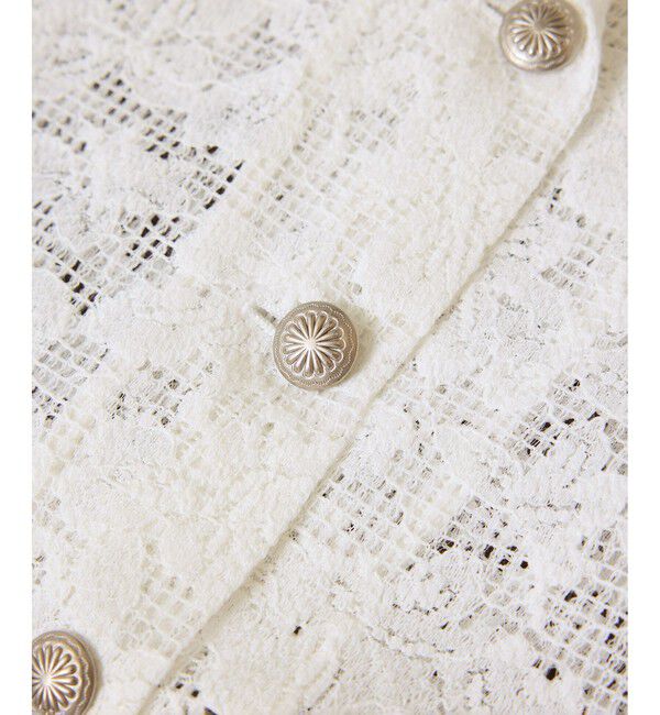 SALON adam et rope'「スカラップレースクロップドシャツジャケット」|その他|