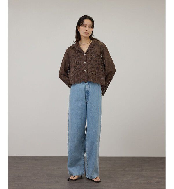 SALON adam et rope'「スカラップレースクロップドシャツジャケット」|その他|