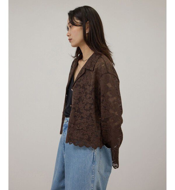 SALON adam et rope'「スカラップレースクロップドシャツジャケット」|その他|