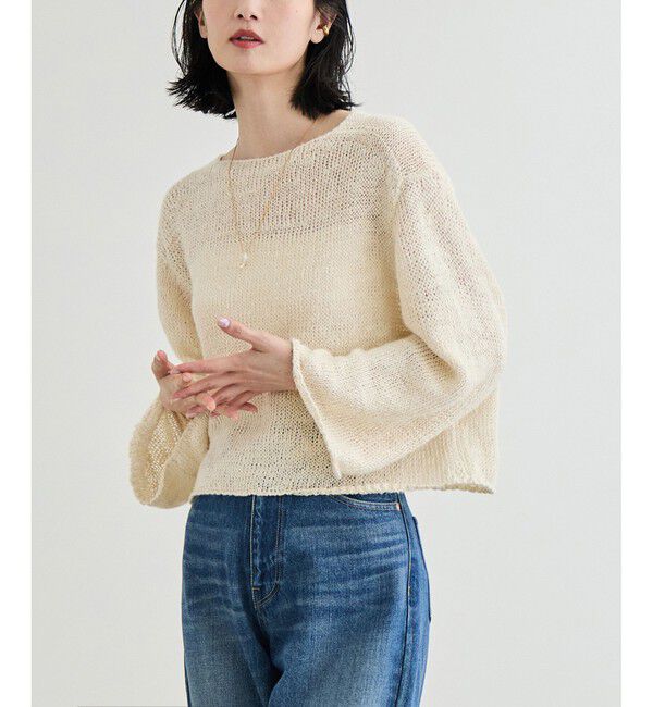 ROPE「【洗える】スラブリネン ボートネックプルオーバー」|ニット・セーター|ホワイト(10)