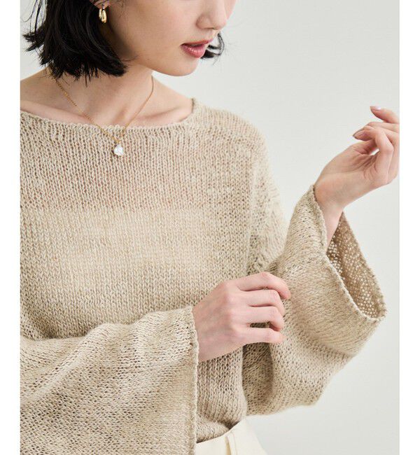 ROPE「【洗える】スラブリネン ボートネックプルオーバー」|ニット・セーター|