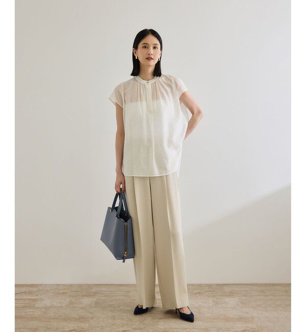 ROPE「[美人パンツ]ダブルクロスワイドパンツ/イージーケア」|チノ|