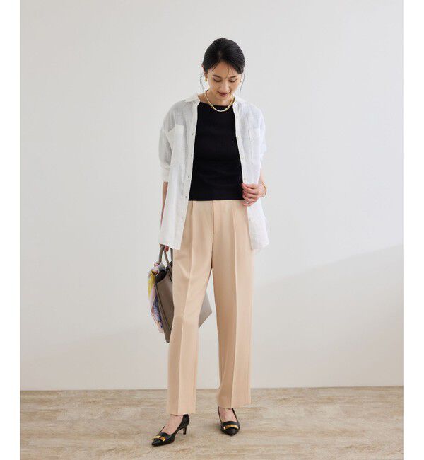 ROPE「【洗える】ダブルクロステーパードパンツ（美人パンツ）」|チノ|