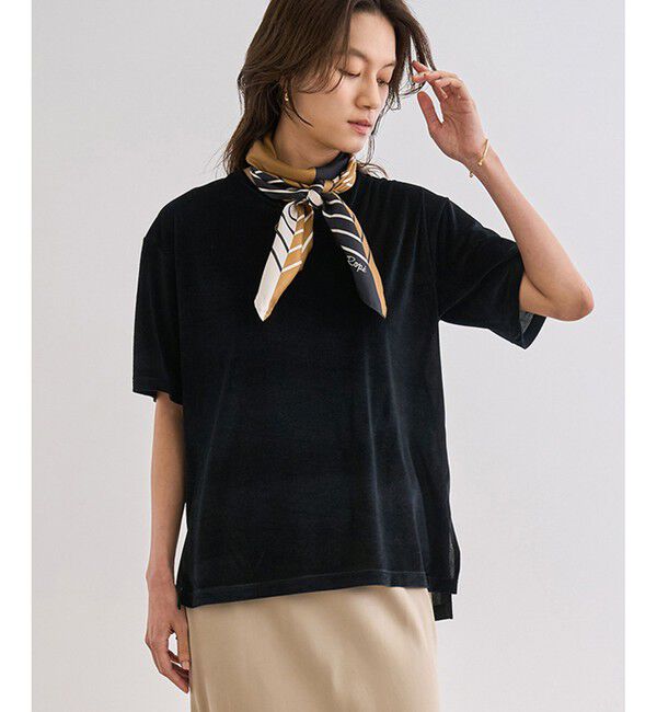 ROPE「シアーベロアTシャツ/イージーケア」|Tシャツ・カットソー|ブラック(01)