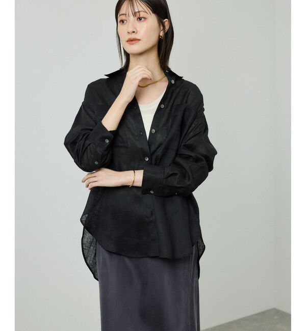 ROPE「ヨーロピアンリネンレギュラーシャツ/イージーケア」|シャツ・ブラウス|ブラック(01)