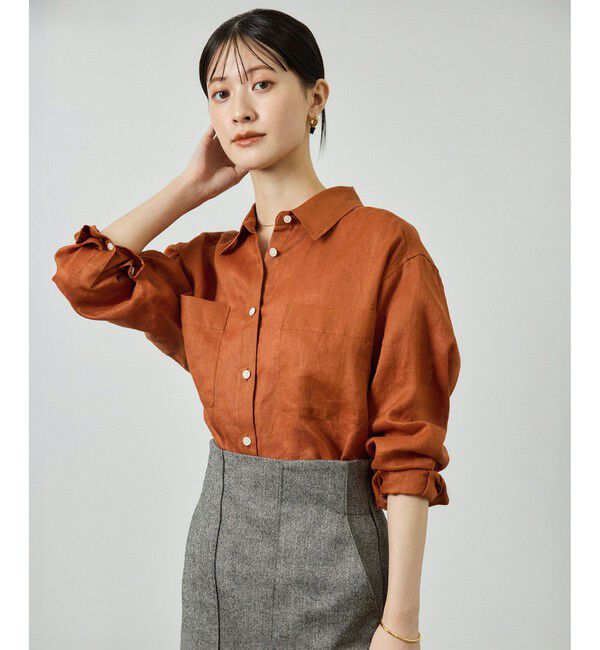 ROPE「ヨーロピアンリネンレギュラーシャツ/イージーケア」|シャツ・ブラウス|ブラウン系(22)