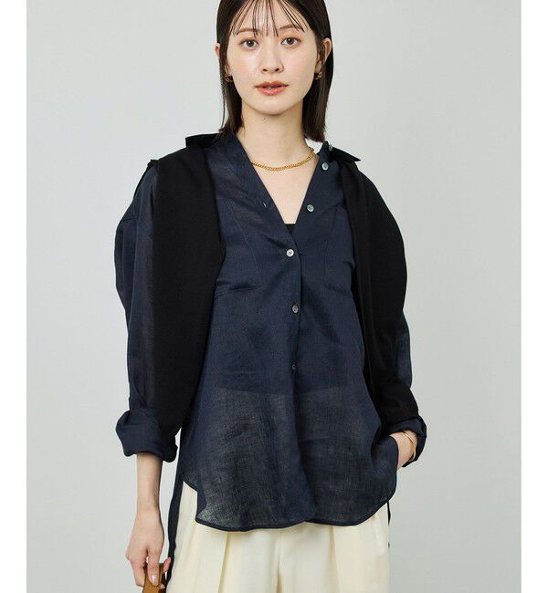 ROPE「ヨーロピアンリネンレギュラーシャツ/イージーケア」|シャツ・ブラウス|ネイビー(40)