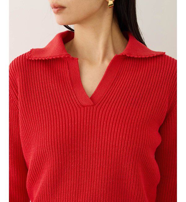 ROPE「オーガニックコットンポロ襟プルオーバー/イージーケア」|ニット・セーター|