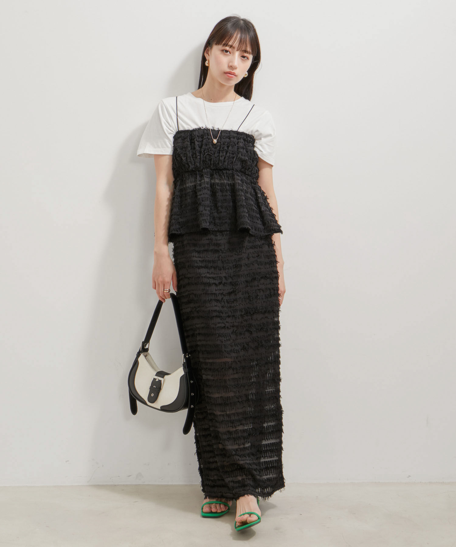 VIS「【洗える】フリンジジャガードビスチェ」|キャミソール|