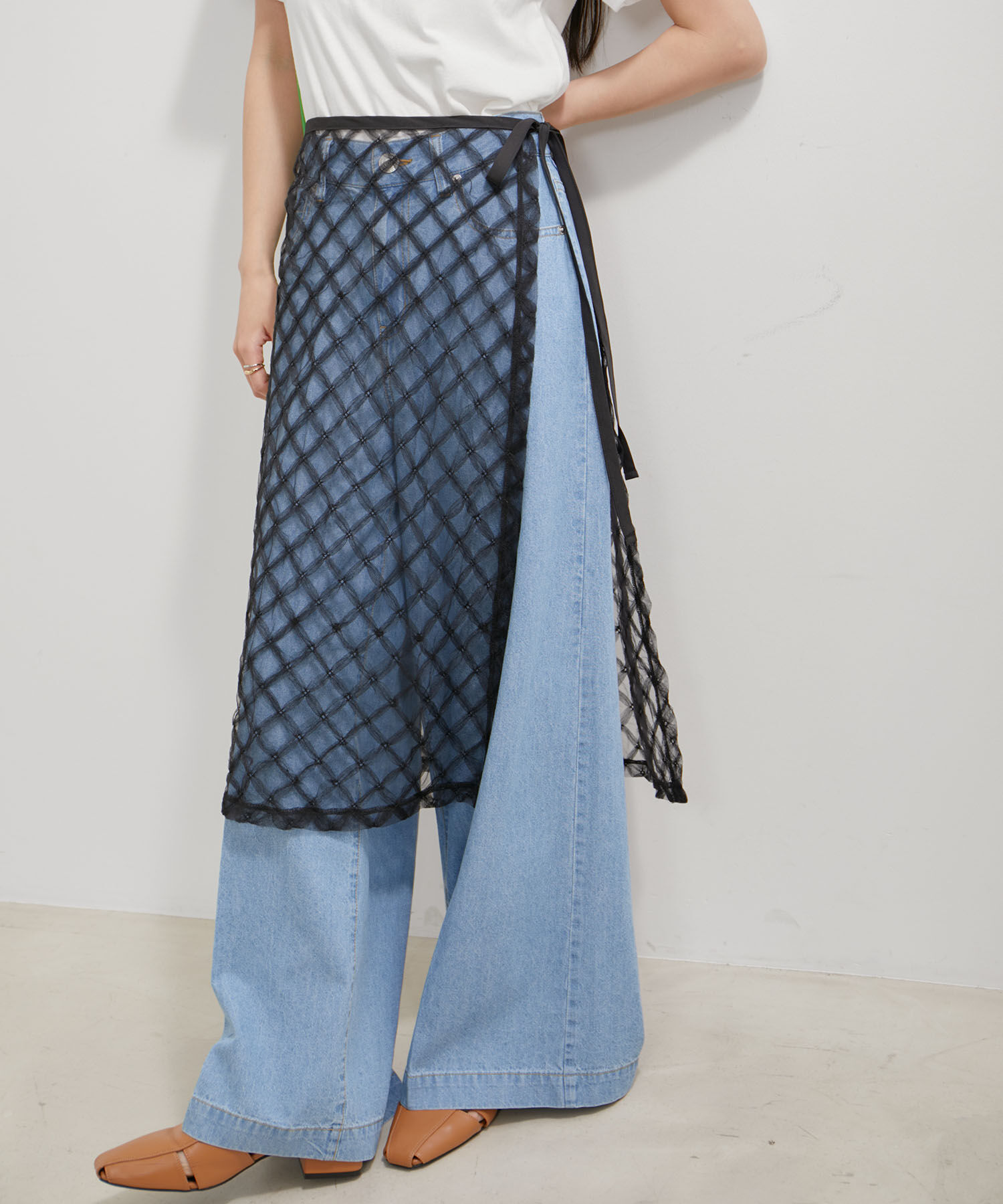 VIS「【WEB/一部店舗限定】アソートレースオーバーラップスカート」|スカート|