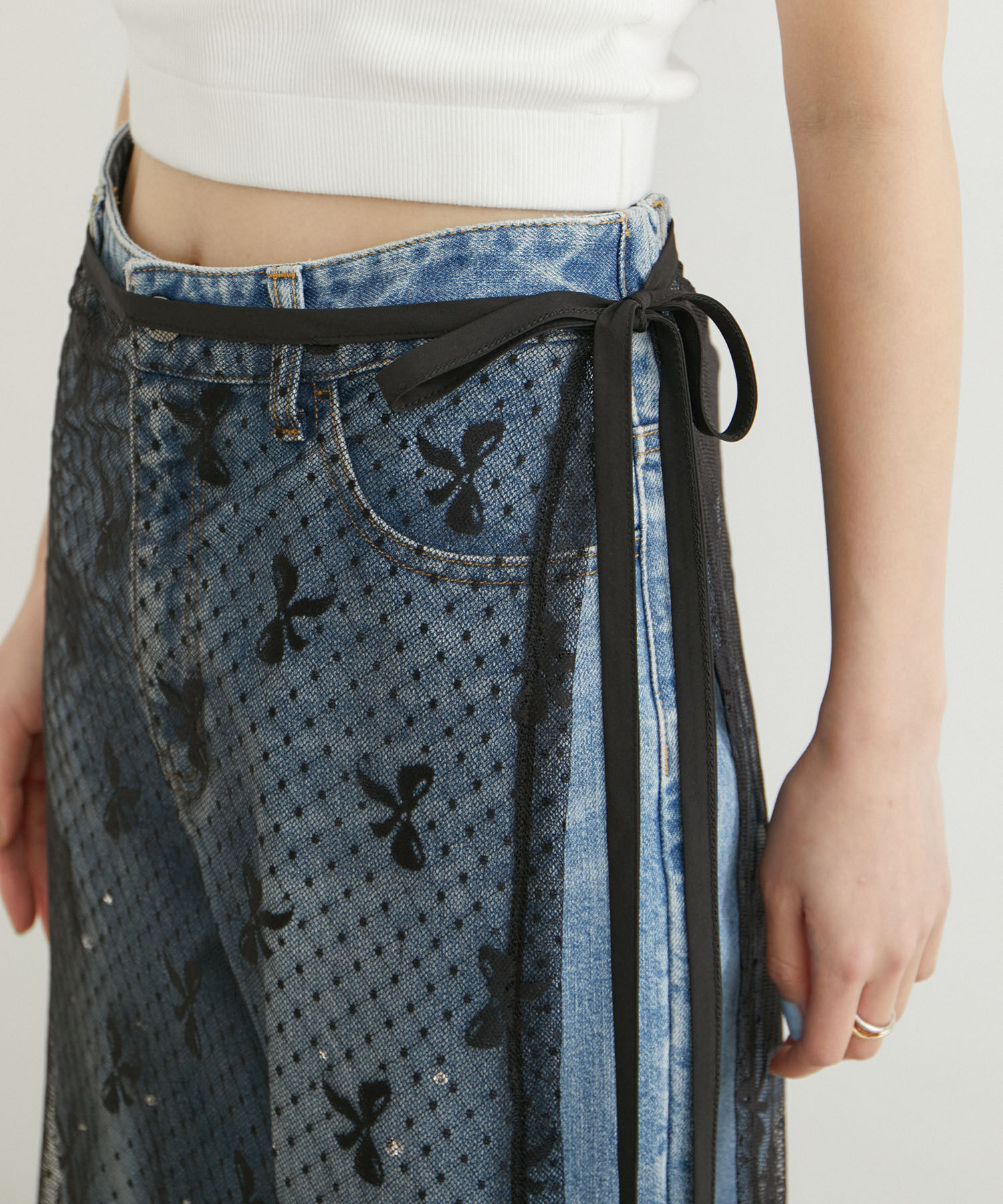 VIS「【WEB/一部店舗限定】アソートレースオーバーラップスカート」|スカート|