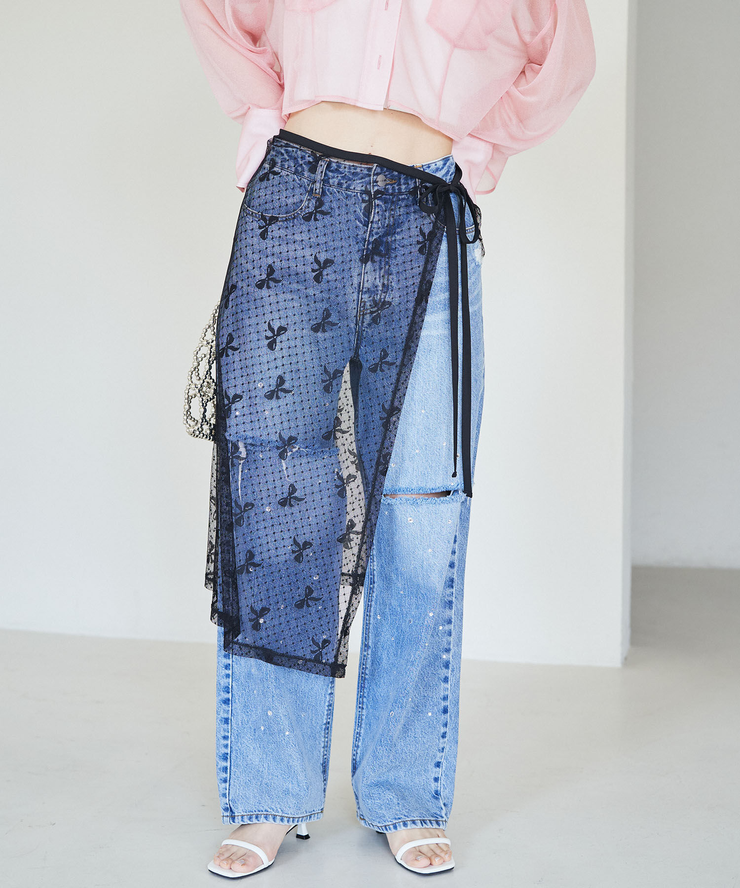 VIS「【WEB/一部店舗限定】アソートレースオーバーラップスカート」|スカート|