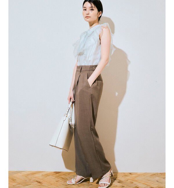 VIS「美easyリネンライクワイドパンツ/イージーケア・接触冷感・セットアップ対応」|スラックス|