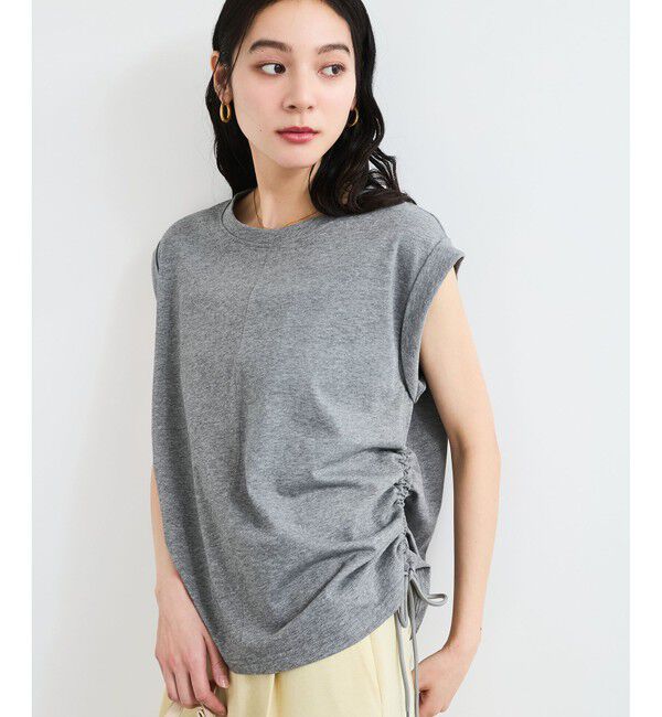 VIS「【WEB限定】サイドドロストシャーリングカットソー」|Tシャツ・カットソー|