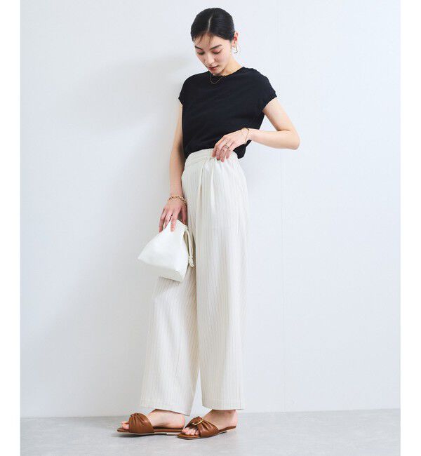 VIS「【WEB限定】パールフリルリブサマー半袖ニット」|ニット・セーター|