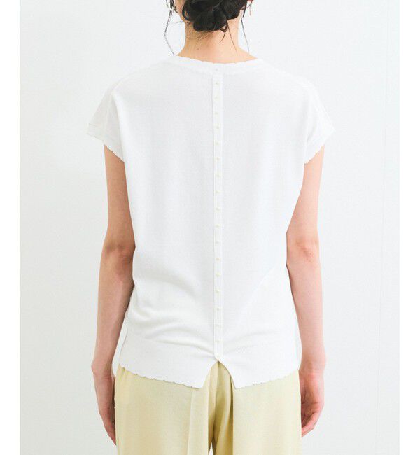 VIS「【WEB限定】パールフリルリブサマー半袖ニット」|ニット・セーター|