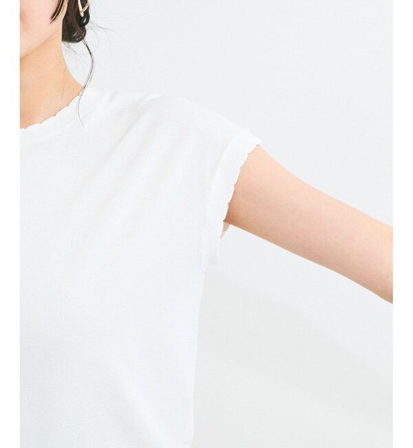 VIS「【WEB限定】パールフリルリブサマー半袖ニット」|ニット・セーター|