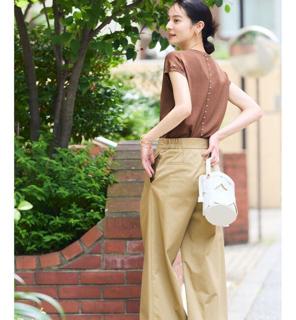 VIS「【WEB限定】パールフリルリブサマー半袖ニット」|ニット・セーター|