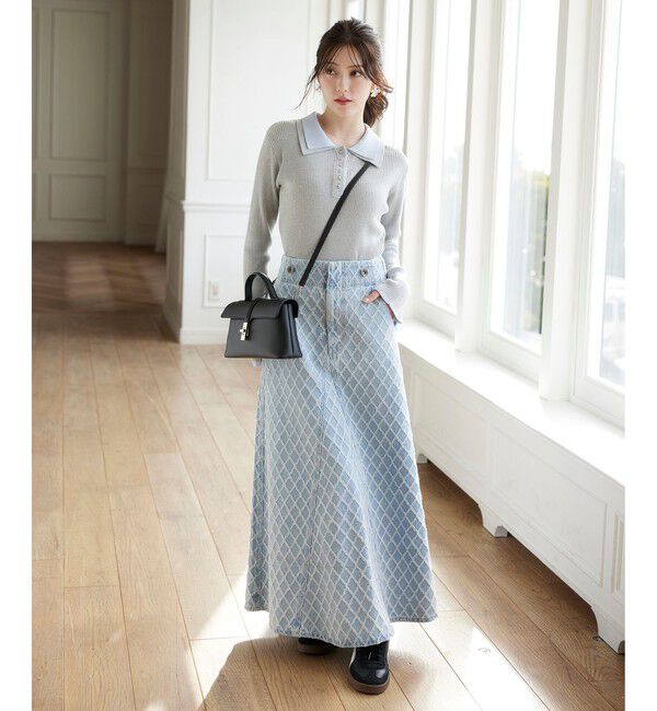 VIS「バックレースアップフレアデニムスカート/イージーケア」|スカート|