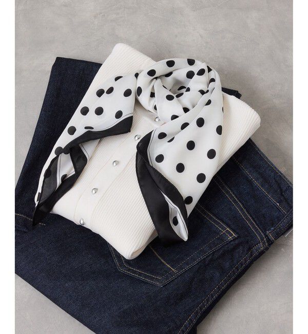 VIS「ドット柄スカーフ 70&times;70cm」|バンダナ・スカーフ|