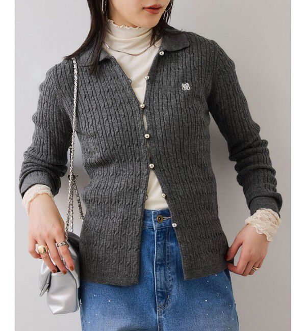 VIS「ポロ衿ケーブルカーディガン」|カーディガン|