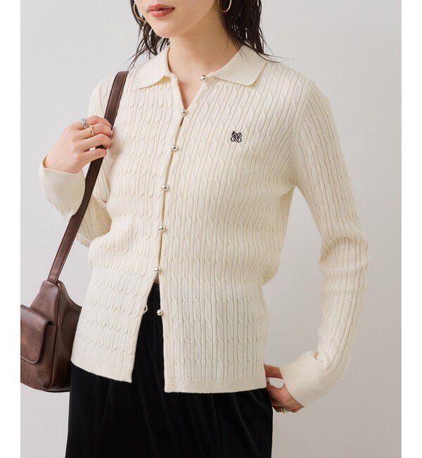 VIS「ポロ衿ケーブルカーディガン」|カーディガン|