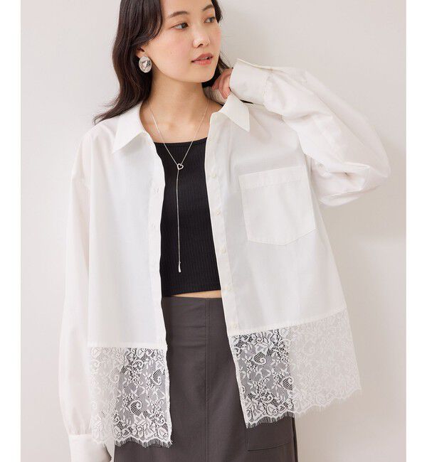 VIS「裾レースドッキングシャツ」|シャツ・ブラウス|