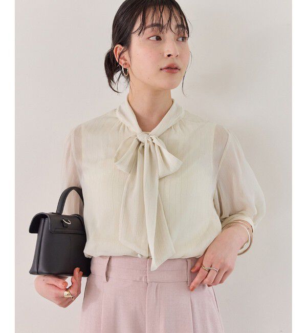 VIS「ラメ楊柳ボウタイブラウス」|シャツ・ブラウス|