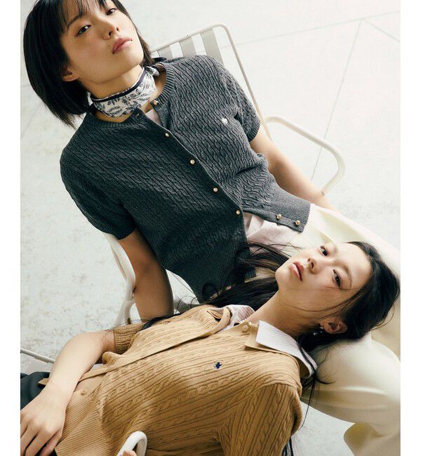 VIS「【POLO BCS】VIS別注ケーブルドッキング衿付きカーディガン」|カーディガン|