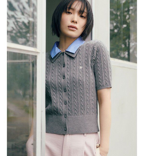 VIS「【POLO BCS】VIS別注ケーブルドッキング衿付きカーディガン」|カーディガン|