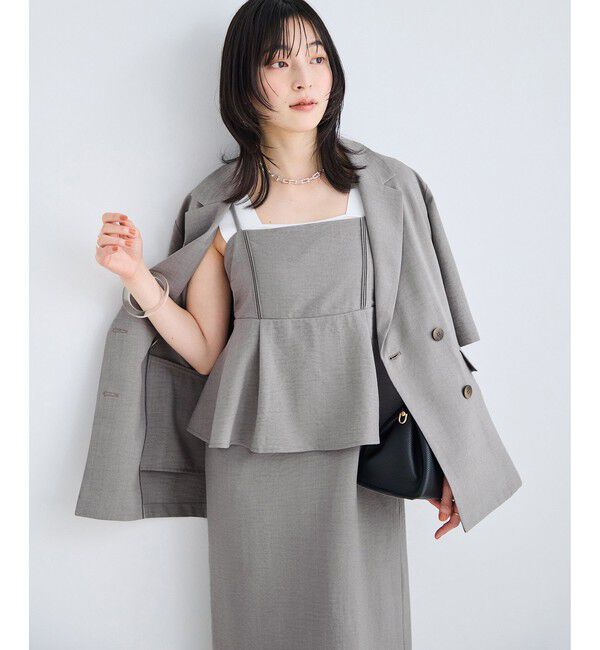 VIS「美easyリネンライクハーフスリーブダブルジャケット/イージーケア・接触冷感・セットアップ対応」|テーラードジャケット|