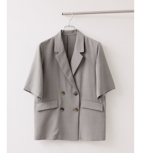 VIS「美easyリネンライクハーフスリーブダブルジャケット/イージーケア・接触冷感・セットアップ対応」|テーラードジャケット|