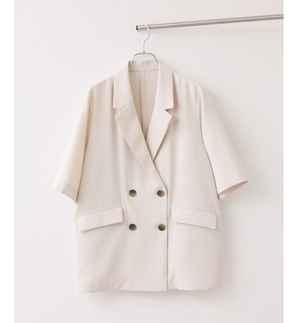 VIS「美easyリネンライクハーフスリーブダブルジャケット/イージーケア・接触冷感・セットアップ対応」|テーラードジャケット|
